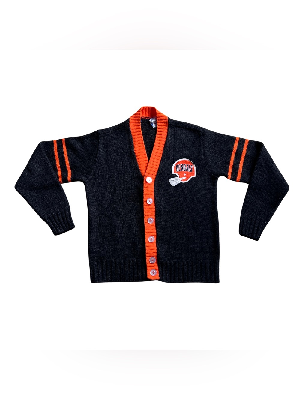 VTG 60s/70s Child Size Cincinnati Bengals Varsity Style Cardigan Sweater